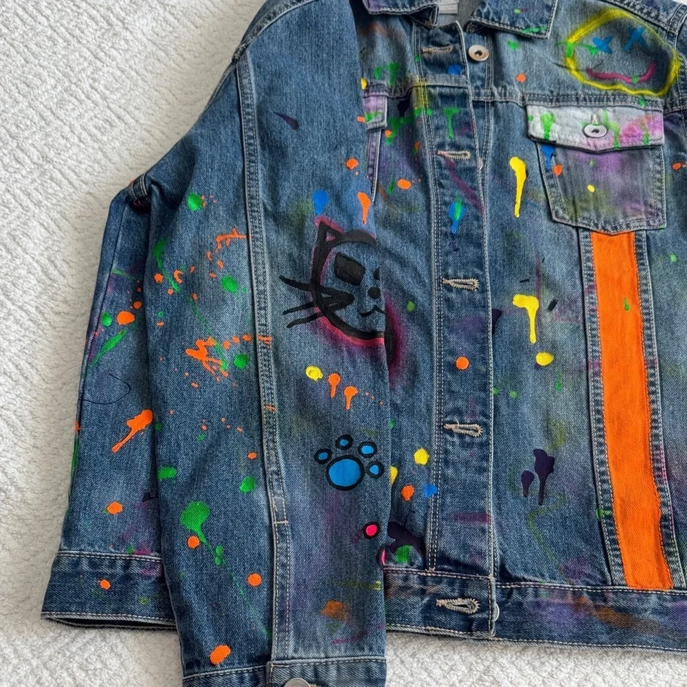 The Children's Place Custom Colorful Denim Jacket Sz 16